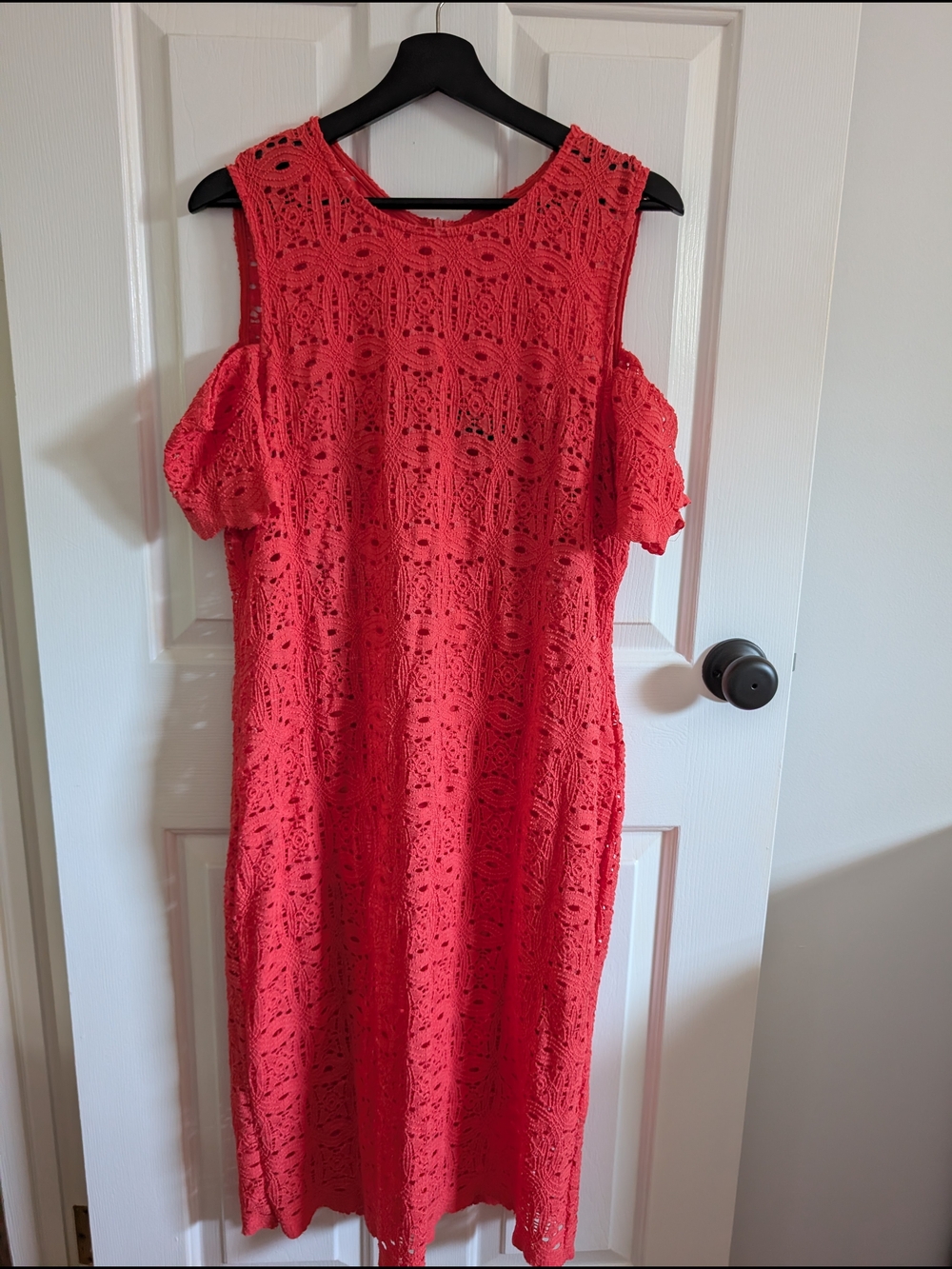 Ronni Nicole Women's Coral Lace Cold-Shoulder Dress Size 16